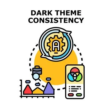 Dark theme consistency concept with ui design Stock Illustration