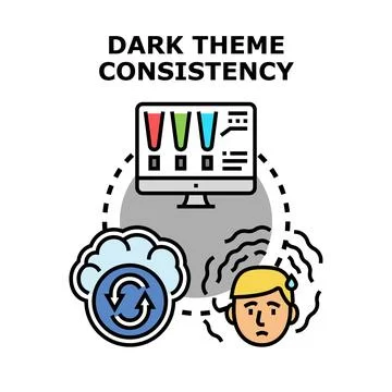Dark theme consistency issues concept illustrating user problems Illustration