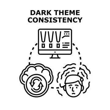 Dark theme consistency issues concept illustrating user problems Stock Illustration