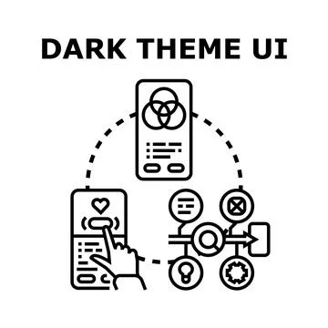 Dark theme ui web application developing process 스톡 일러스트