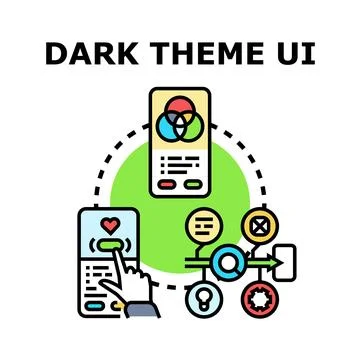 Dark theme ui web application developing process Stock Illustration