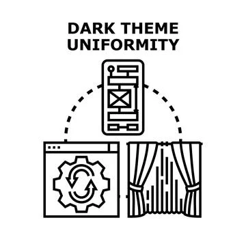 Dark theme uniformity concept for digital interfaces Stock Illustration