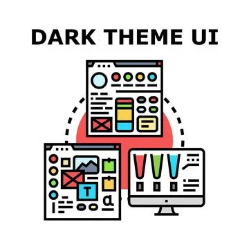 Dark theme user interface developing concept illustration イラスト素材