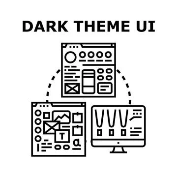 Dark theme user interface developing concept illustration Ilustração Stock