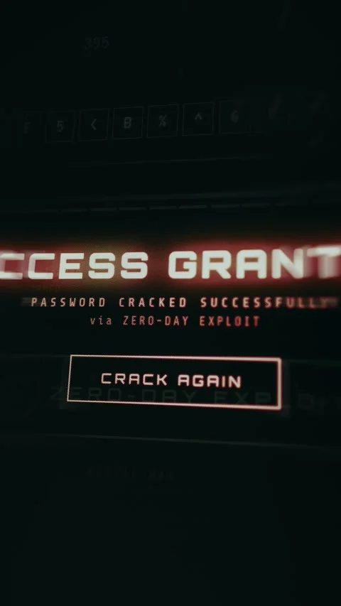 Dark-themed terminal interface displaying Access Granted message Stock Footage 335883050