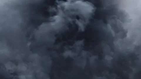 Dark Thunderstorm Clouds With Lightning Strikes, Cinematic Storm Background Stock Footage 337688187