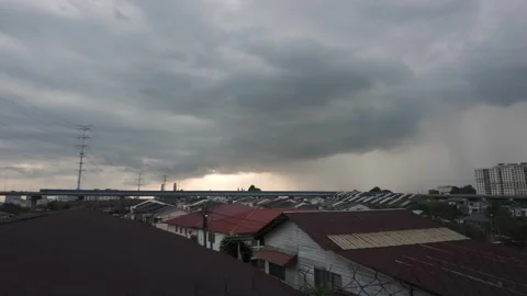 Dark thunderstorm cloudscape over Kuala Lumpur Malaysia urban city. Stock Footage 275052108