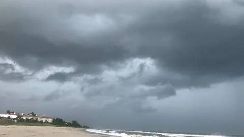 Dark thunderstorm in the ocean Stock Footage 172336181