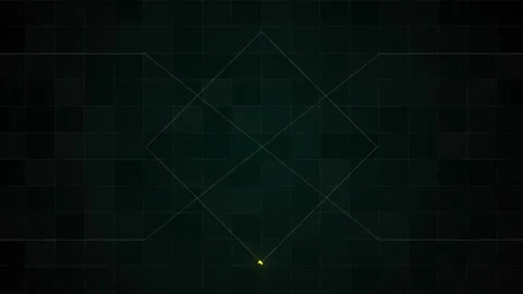 Dark tile grid with glowing diagonal lines and yellow point geometrical tiled Video stock 343149242
