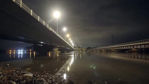 Dark Timelapse under bridge Stock Footage 73559453