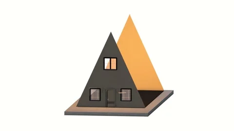 Dark tiny house, 3D animation. Real estate and mortgage concept. Stock Footage 207422989