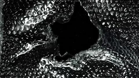 Dark Torn Bubble Wrap Plastic Overlay with Transparent Wrinkled Packaging Stock Footage 339028793
