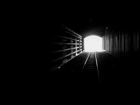 Dark train tunnel Stock Photos