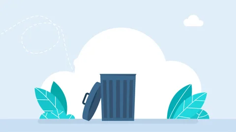 Dark trash can with an open lid. Dollar coin falls from above into a trash can Stock Footage 303646800