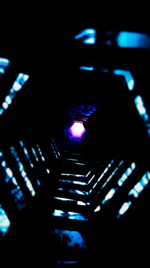 Dark tunnel with abstract blue lights Stock Footage 322018723