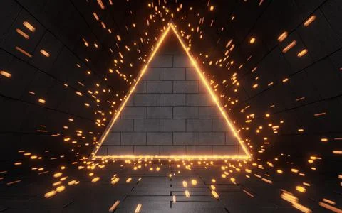 Dark tunnel with brick wall, 3d rendering. Stock Illustration