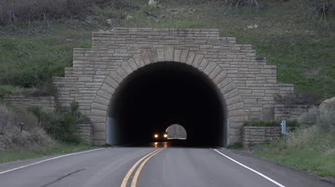 Dark tunnel car SUV exit Mesa Verde Colorado HD 110 Видео 38539341