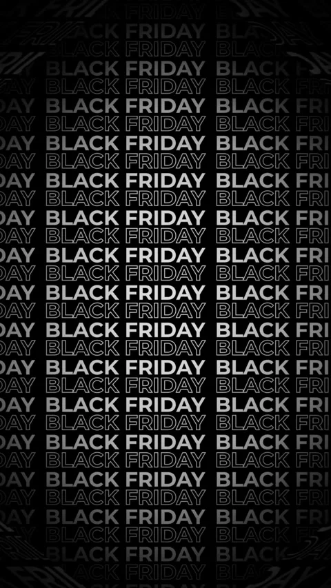 Dark tunnel circular text pattern, rotating rings of repeated black friday copy Stock-Footage 320781743