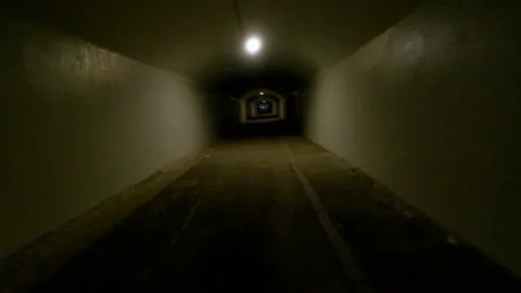 Dark tunnel corridor horror moving walking Stock Footage
