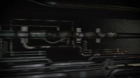 Dark tunnel with rusty pipelines 13 Stock Footage 47004273