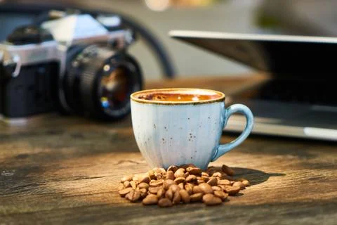 Dark Turkish coffee on the table Stock Photos