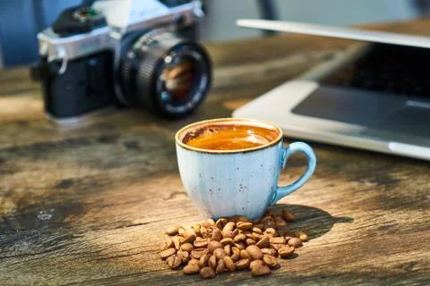 Dark Turkish coffee on the table Stock Photos