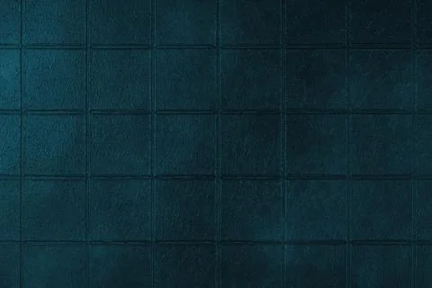 Dark turquoise ceramic tile texture, background with square geometric patte.. Stock Photos