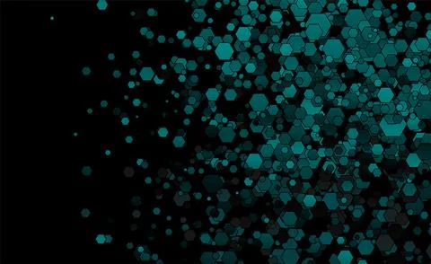 Dark turquoise tech geometric hexagons abstract background Stock Illustration