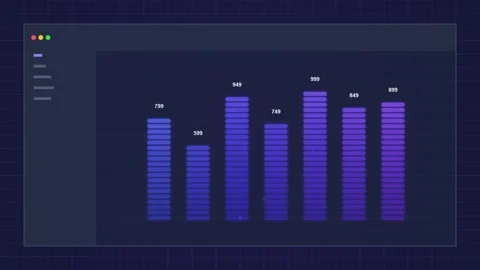 Dark UI Design Mockup with Futuristic Sidebar Menu and Data Visualization Stock Footage 346660994