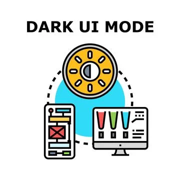 Dark ui mode concept developing application interface Stock Illustration