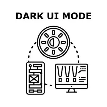 Dark ui mode concept developing application interface Stock Illustration