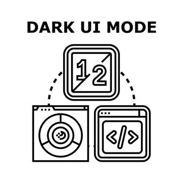 Dark ui mode concept with interface and coding 库存插图