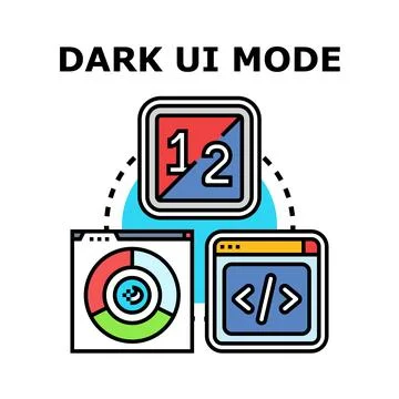 Dark ui mode concept with interface and coding Stock Illustration