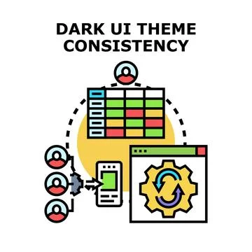 Dark ui theme consistency concept vector illustration Stock Illustration