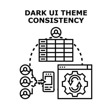 Dark ui theme consistency concept vector illustration Stock Illustration