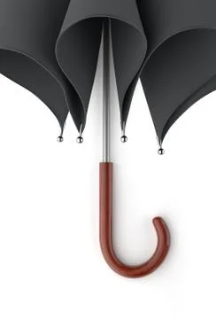 Dark umbrella isolated on white background. 3D illustration Stock Illustration