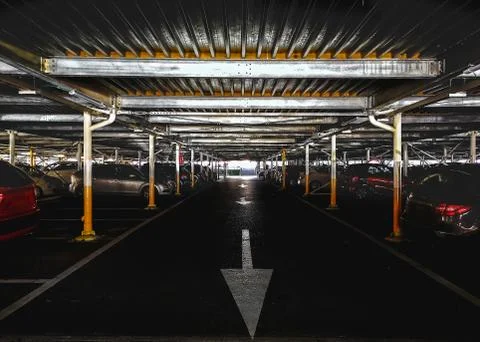 Dark underground parking background Stock Photos