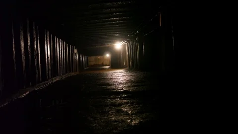 The dark underground paths of a coal mine in Glace Bay Nova Scotia Stock Footage 119515751