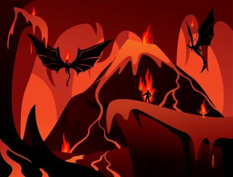 Dark underworld in flames Stock Illustration