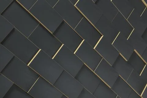 Dark undulating cubes, technological graphic background, 3d rendering. Stock Illustration