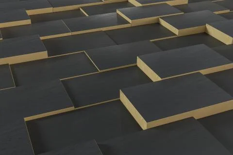 Dark undulating cubes, technological graphic background, 3d rendering. 写真素材