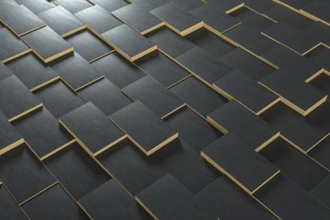 Dark undulating cubes, technological graphic background, 3d rendering. Foto stock