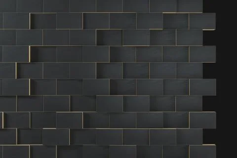 Dark undulating cubes, technological graphic background, 3d rendering. Stock Photos