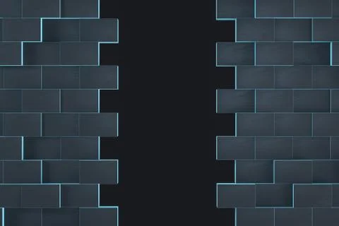 Dark undulating cubes, technological graphic background, 3d rendering. Stock Photos