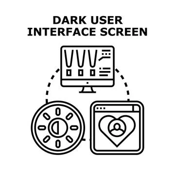 Dark user interface screen adapting application concept Stock Illustration