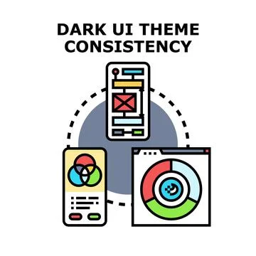 Dark user interface theme consistency across platforms Stock Illustration