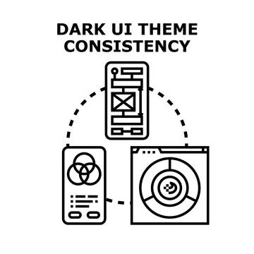 Dark user interface theme consistency across platforms Stock Illustration