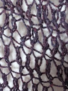 Dark Variegated Yarn Open Weave Macro Texture Stock Photos