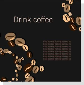 Dark vector card with coffee beans Stock Illustration