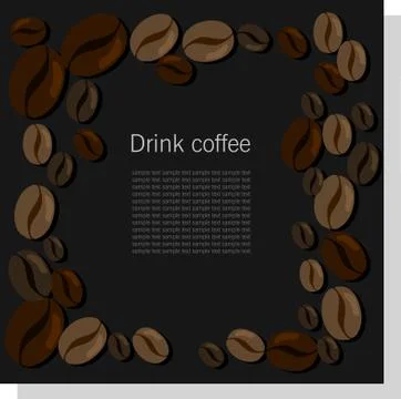 Dark vector card with coffee beans Stock Illustration